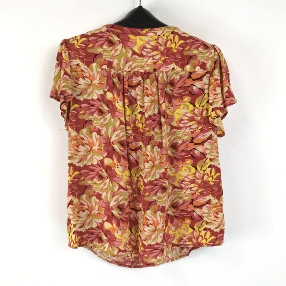 Torrid Floral Rayon Crepe Tie Flutter Sleeve Peasant Top Women's Plus Size 1/1X - Picture 5 of 11